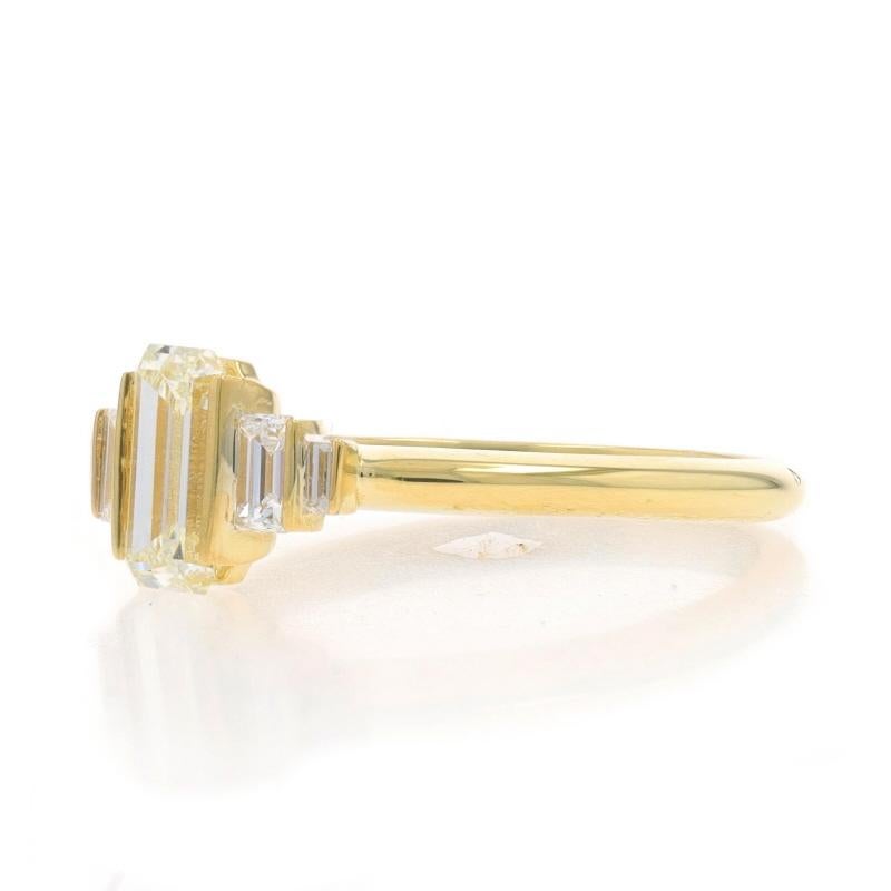 Women's Yellow Gold Diamond Ring - 18k Emerald Cut 1.03ctw GIA For Sale