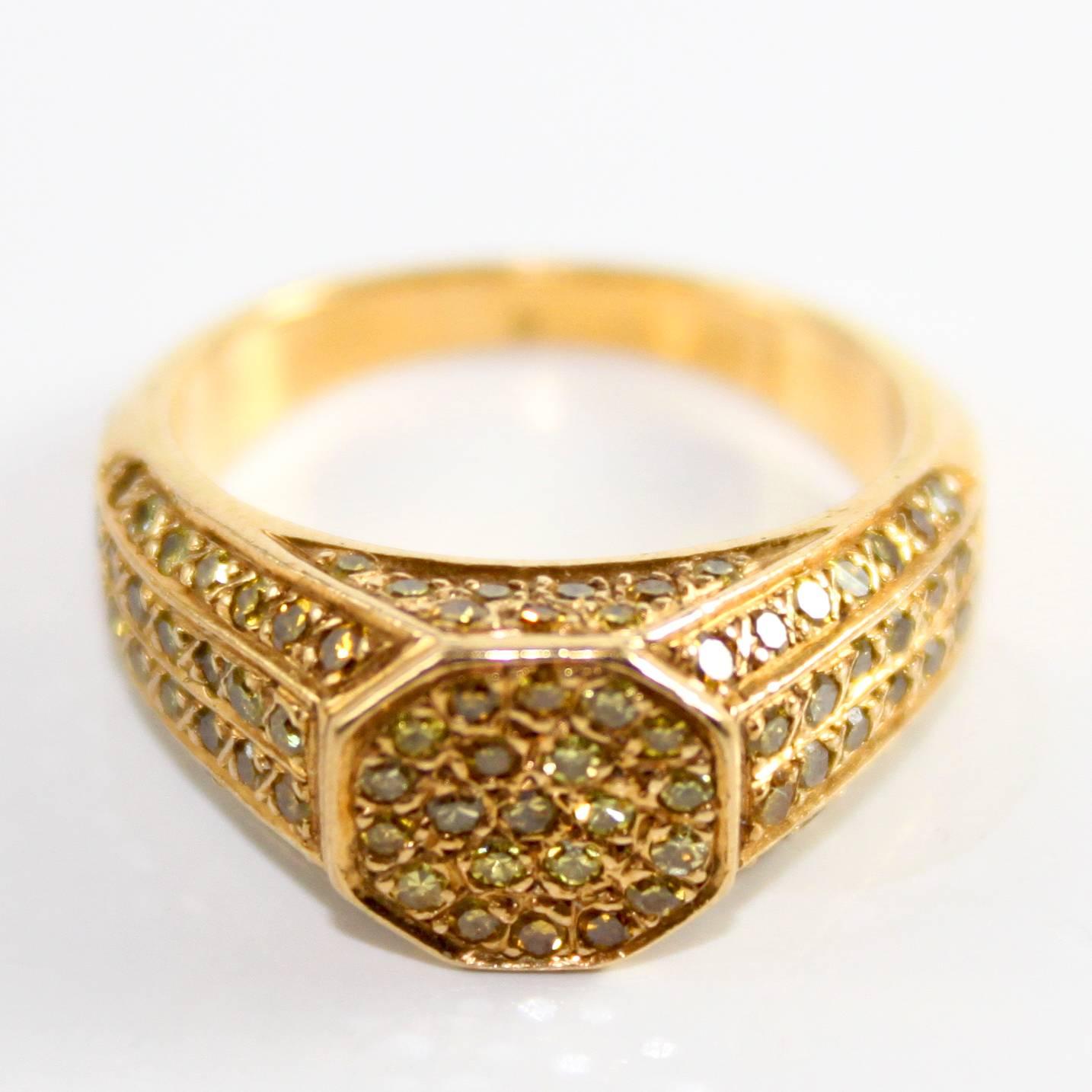 Women's or Men's Yellow Gold Diamond Ring