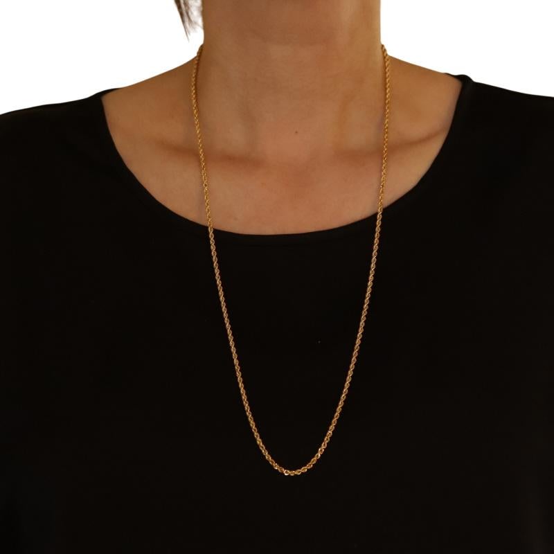 Round Cut Yellow Gold Diamond Rope Chain Necklace 30