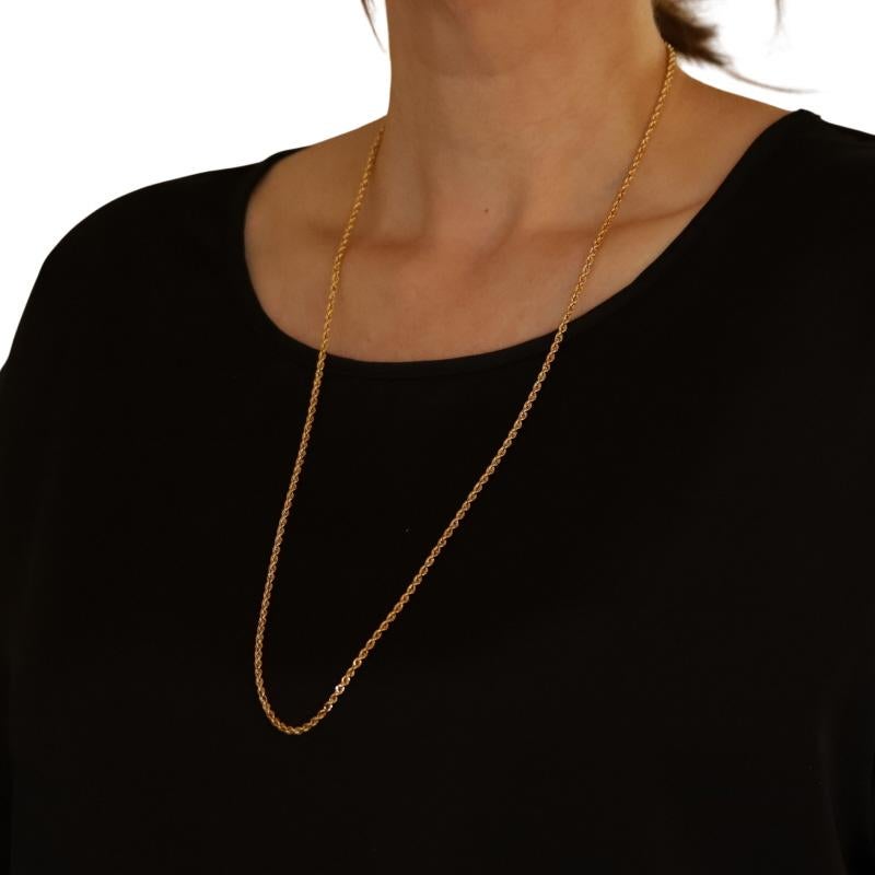 Women's Yellow Gold Diamond Rope Chain Necklace 30