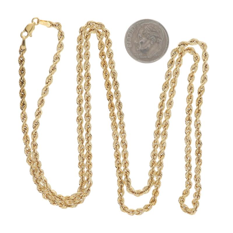 Yellow Gold Diamond Rope Chain Necklace 30