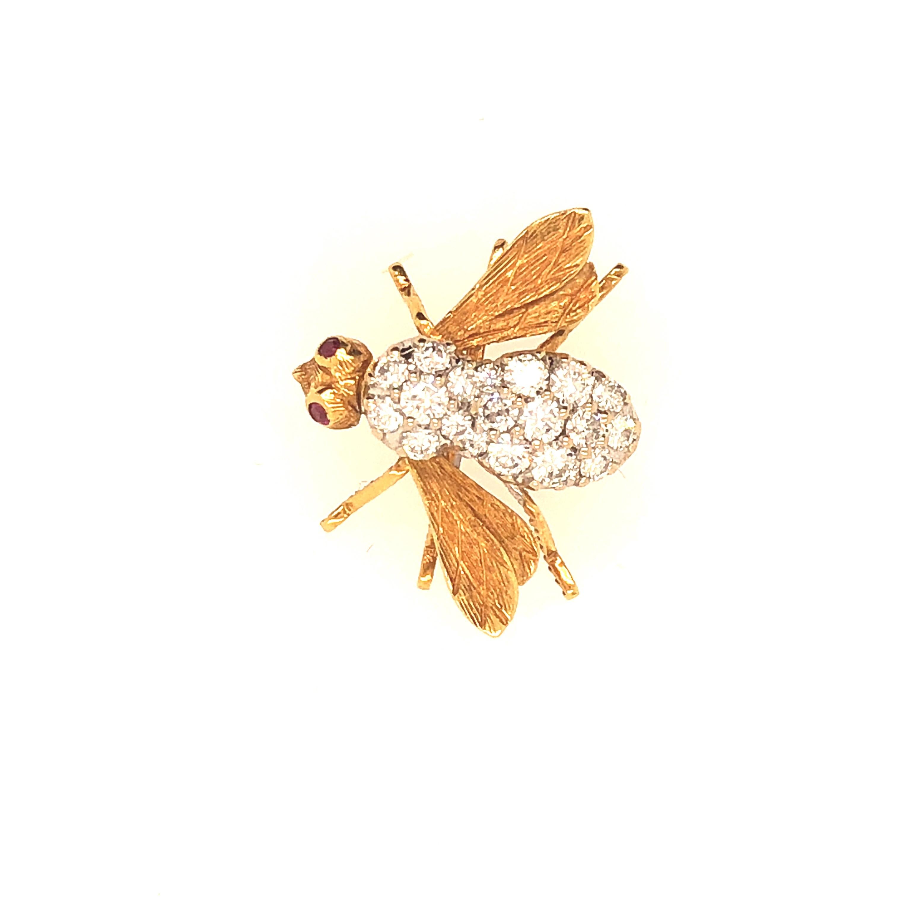 Modern Yellow Gold Diamond Rosenthal Bee Pin