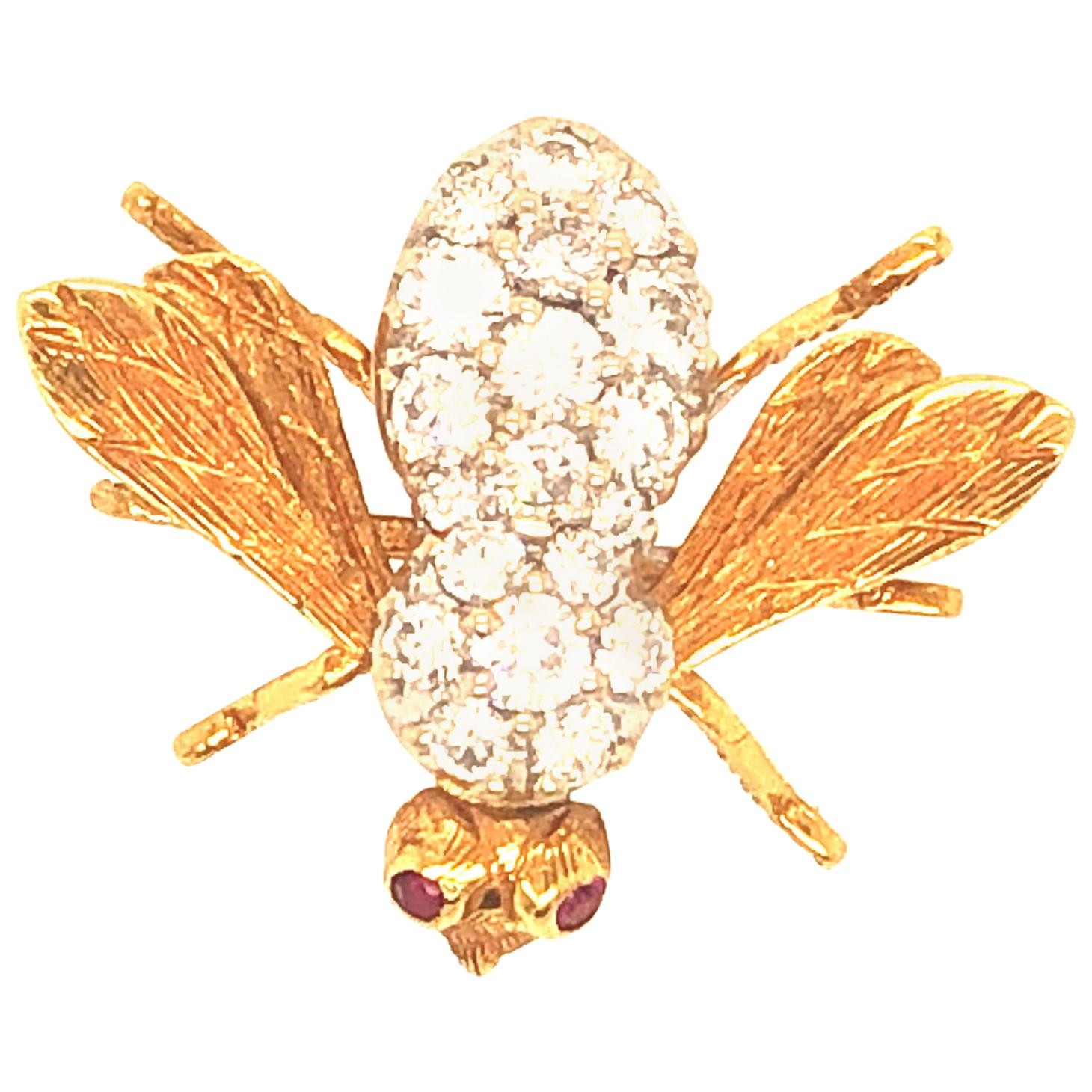 Yellow Gold Diamond Rosenthal Bee Pin