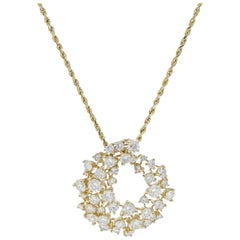 Yellow Gold Diamond Round Swirl Pendant