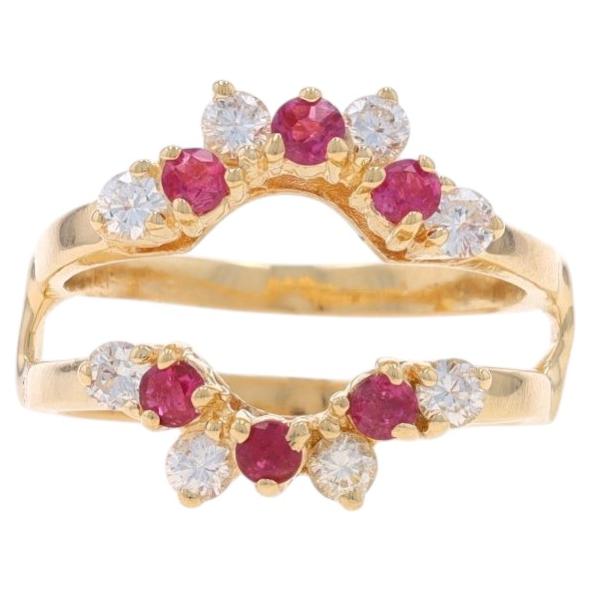 Gelbgold Diamant Rubin Band - 14k Runde .90ctw Wrap Jacke Ehering