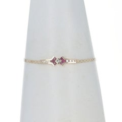 Bracelet en or jaune avec barre de diamants et rubis - 14k Asscher .95ctw