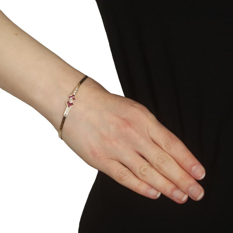 Bar-Armband aus Gelbgold mit Diamanten und Rubinen 7
