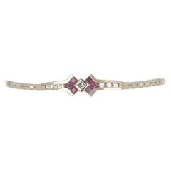 Bar-Armband aus Gelbgold mit Diamanten und Rubinen 7" - 14k Asscher .95ctw