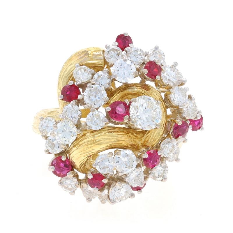 Size: 6 3/4
Sizing Fee: Up 2 sizes for $80 or Down 1 1/2 sizes for $60

Era: Vintage

Metal Content: 18k Yellow Gold & 18k White Gold

Stone Information

Natural Diamond
Carat(s): .40ct
Cut: Round Brilliant
Color: H
Clarity: SI1

Natural