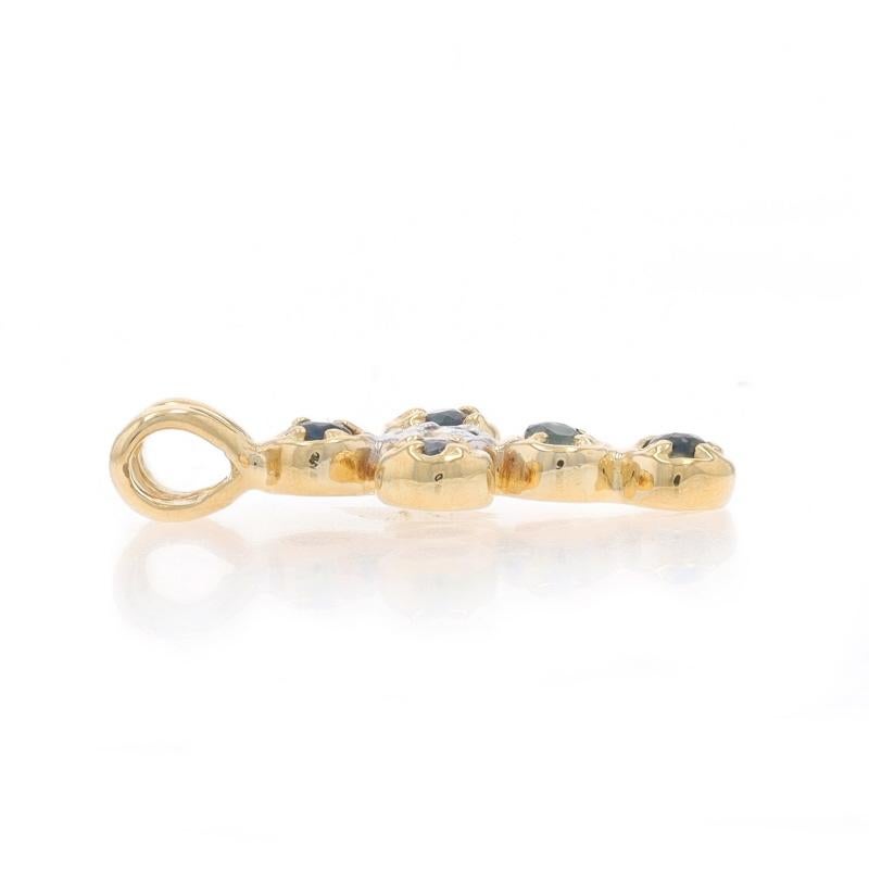 Gelbgold Diamant Saphir Kreuz Anhänger 14k Runde Brillant .28ctw Glaube (Rundschliff) im Angebot