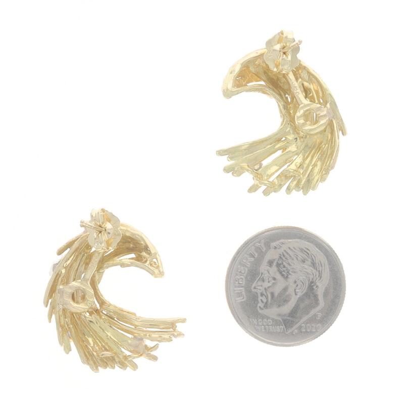 Gelbgold Diamant Saphir Fächer Wellen geschwungene Tropfenohrringe 18k Rd .50ctw durchbohrt im Zustand „Hervorragend“ im Angebot in Greensboro, NC