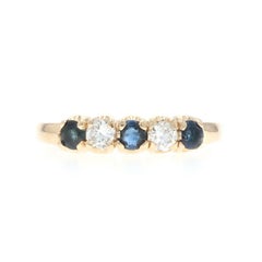 Yellow Gold Diamond Sapphire Five-Stone Ring - 14k Round Brilliant .62ctw