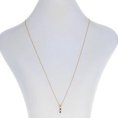 Yellow Gold Diamond & Sapphire Pendant Necklace 14k Round Cut .34ctw