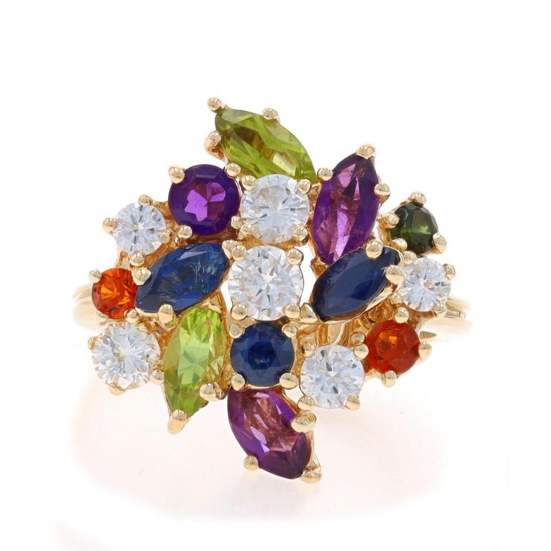 Size: 6 1/2
Sizing Fee: Up 2 1/2 sizes for $60 or Down 1 1/2 sizes for $40
Note: If the ring is sized up, the shank will become oval in shape.

Metal Content: 14k Yellow Gold

Stone Information
Natural Diamonds
Carat(s): .75ctw
Cut: Round