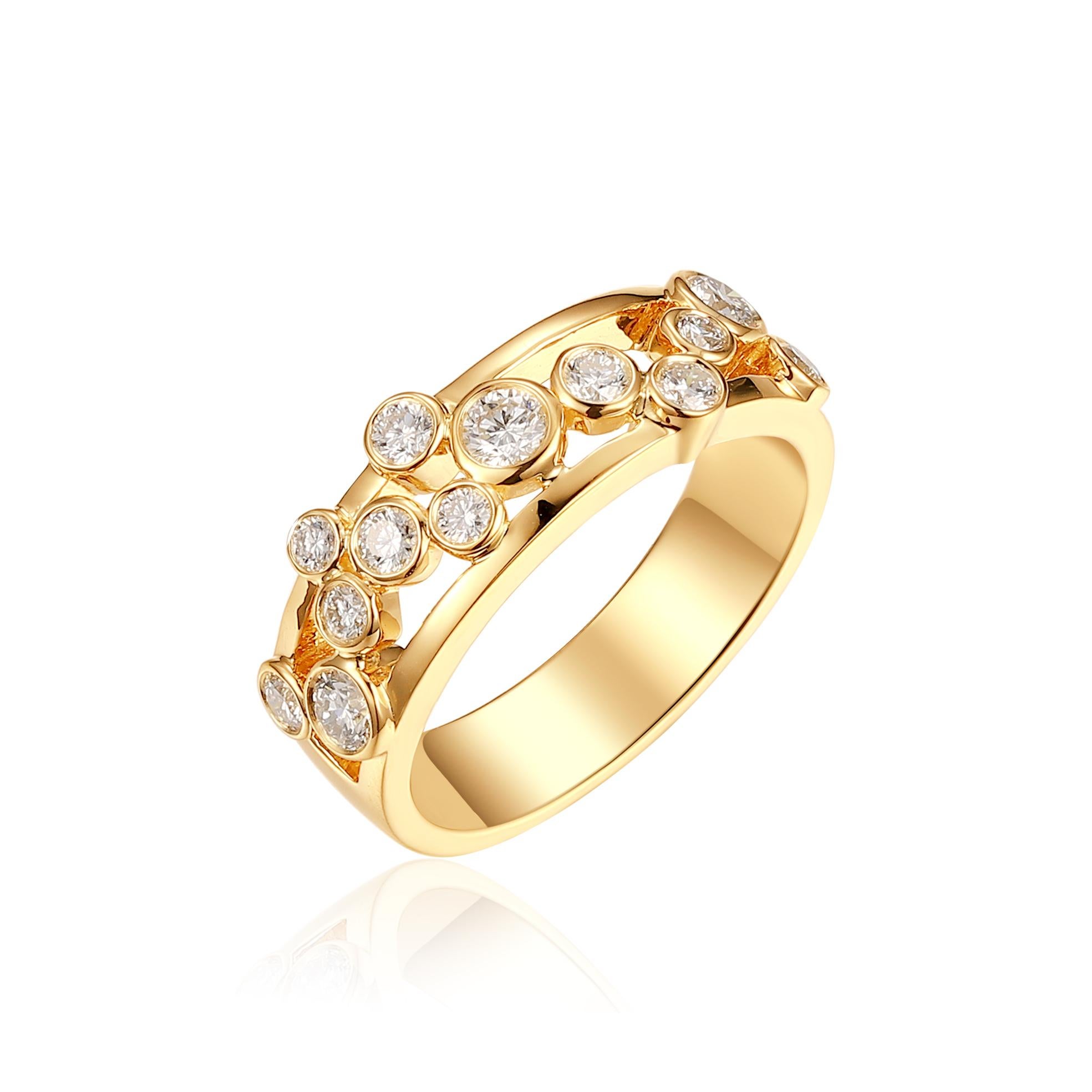 Solch ein lustiges Diamantband, das Sie mit anderen Bändern stapeln oder allein tragen können. Die 0,71 Karat runder Brillanten, Farbe G, Reinheit VS2, sind so verspielt.