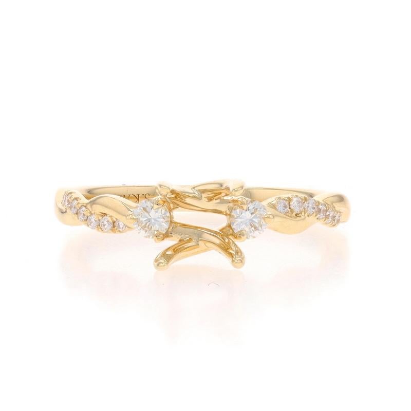 Size: 6 1/2
Note: Please contact us for a resizing quote.

Metal Content: 14k Yellow Gold

Stone Information
Natural Diamonds
Carat(s): .23ctw
Cut: Round Brilliant
Color: F - G
Clarity: VS2 - SI1

Total Carats: .23ctw

Center Fits Stone Size: 1.00ct