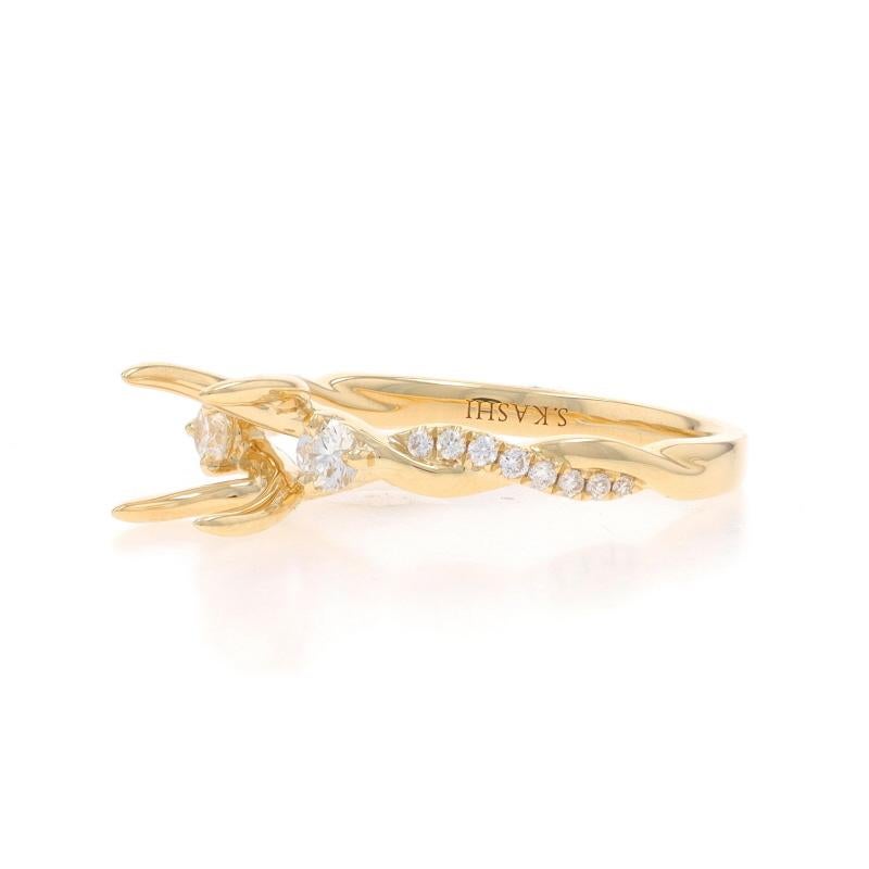 Yellow Gold Diamond Semi-Mount Engagement Ring 14k .23ctw Twist for 1.00ct Round In New Condition In Greensboro, NC
