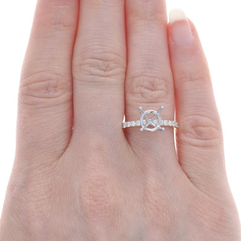 Size: 6 1/2

Note: Please contact us for a resizing quote.

Metal Content: 14k Yellow Gold & 14k White Gold

Stone Information

Natural Diamonds
Carat(s): .52ctw
Cut: Round Brilliant
Color: F - G
Clarity: VS2 - SI1

Total Carats: .52ctw

Center Fits