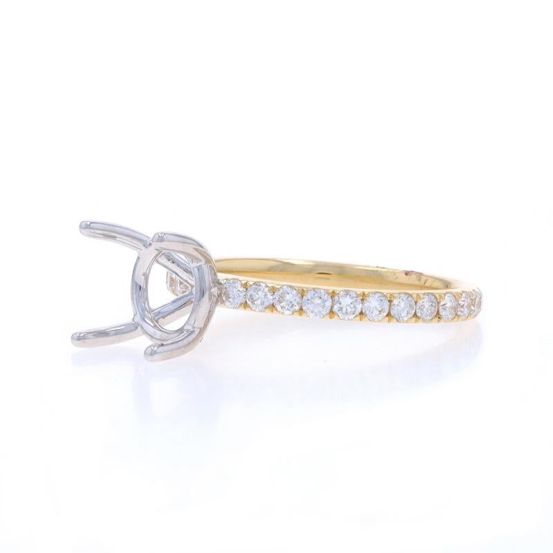 Round Cut Yellow Gold Diamond Semi-Mount Engagement Ring - 14k Rnd .52ctw for 2.00ct Round For Sale
