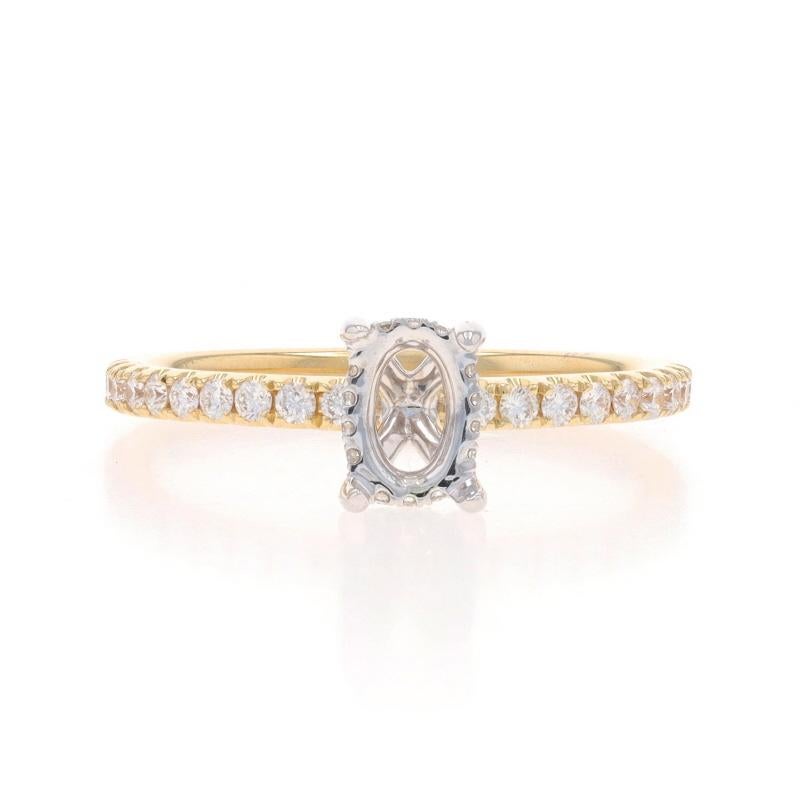 Size: 6 1/2
Note: Please contact us for a resizing quote.

Metal Content: 14k Yellow Gold & 14k White Gold

Stone Information
Natural Diamonds
Carat(s): .32ctw
Cut: Round Brilliant
Color: F - G
Clarity: VS2 - SI1

Total Carats: .32ctw

Center Fits