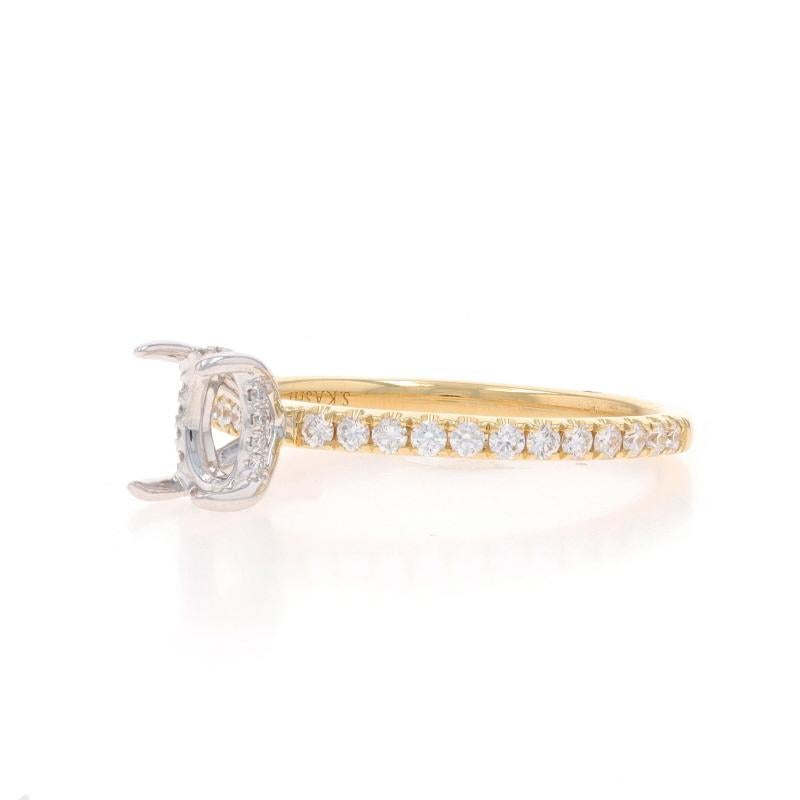 Yellow Gold Diamond Semi-Mount Hidden Halo Engagement Ring 14k .32ctw 7x5mm Oval In New Condition For Sale In Greensboro, NC