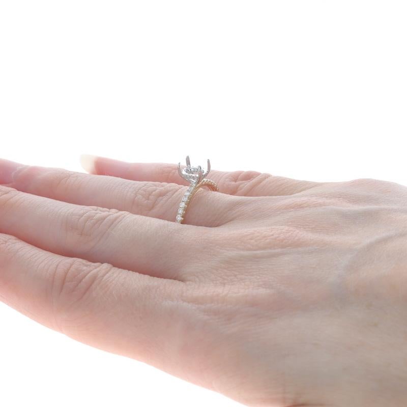 Women's Yellow Gold Diamond Semi-Mount Hidden Halo Engagement Ring 14k .32ctw 7x5mm Oval For Sale