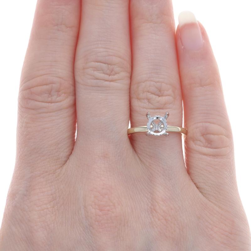 Round Cut Yellow Gold Diamond Semi-Mount Hidden Halo Engagement Ring 14k for ~1.50ct Round For Sale