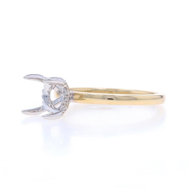 Yellow Gold Diamond Semi-Mount Hidden Halo Engagement Ring 14k for ~1.50ct Round In New Condition For Sale In Greensboro, NC