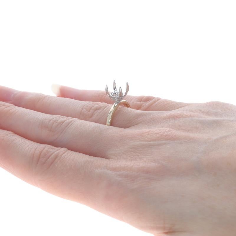 Women's Yellow Gold Diamond Semi-Mount Hidden Halo Engagement Ring 14k for ~1.50ct Round For Sale