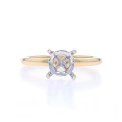 Yellow Gold Diamond Semi-Mount Hidden Halo Engagement Ring 14k for ~1.50ct Round