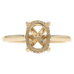 Bague de fiançailles en or jaune avec halo caché et semi-monture en diamant - 14k Round .12ctw