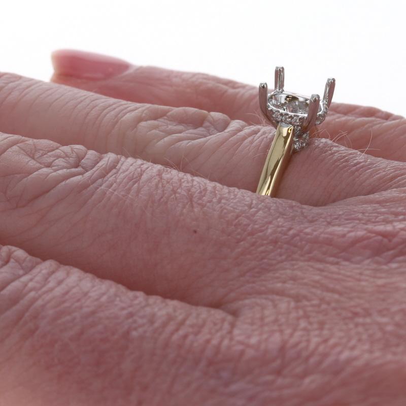  Bague de fiançailles en or jaune avec halo caché et semi-monture en diamant - 14k Round Brilliant Pour femmes 