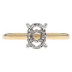 Bague de fiançailles en or jaune avec halo caché et semi-monture en diamant - 14k Round Brilliant