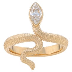 Yellow Gold Diamond Serpent Ring - 14k Marquise .50ct GIA Snake
