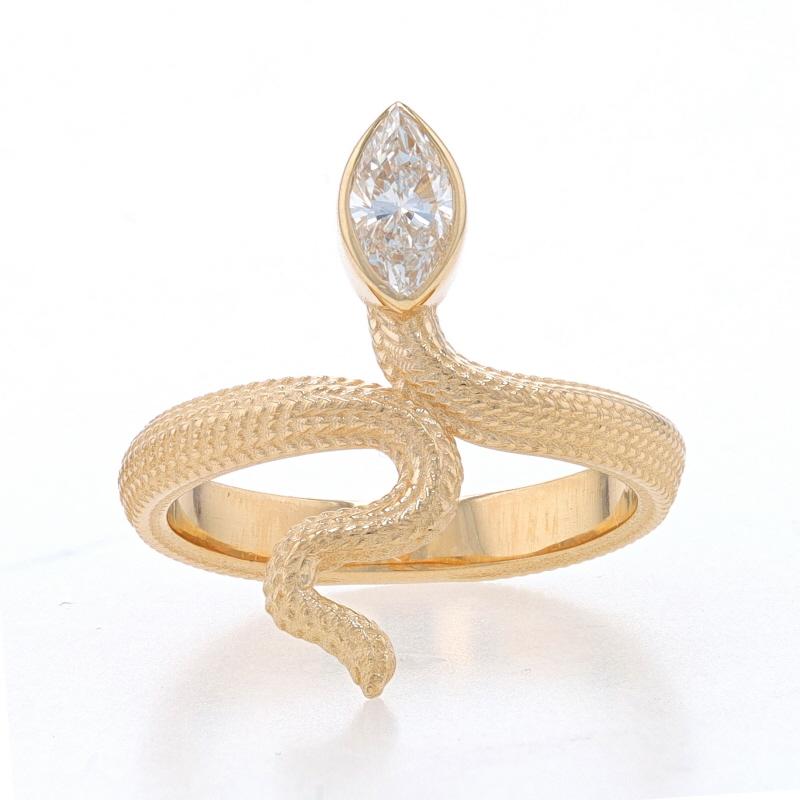 Size: 6 3/4
Sizing Fee: Up 2 sizes for $45 or Down 2 sizes for $35

Metal Content: 14k Yellow Gold

Stone Information
Natural Diamond
Carat: .55ct
Cut: Marquise
Color: J
Clarity: VVS2
Certified by: GIA
Report Number: 2239232647

Total Carats: