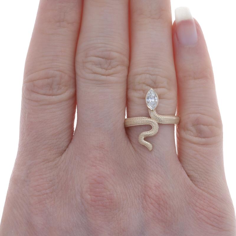 Marquise Cut Yellow Gold Diamond Serpent Ring - 14k Marquise .55ct GIA Snake