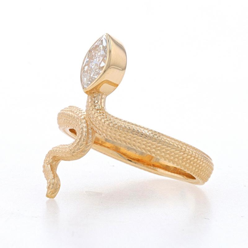 Yellow Gold Diamond Serpent Ring - 14k Marquise .55ct GIA Snake In New Condition In Greensboro, NC