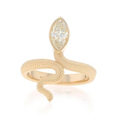 Gelbgold Diamant Schlange Solitär Bypass-Ring - 14k Marquise .77ct Schlange