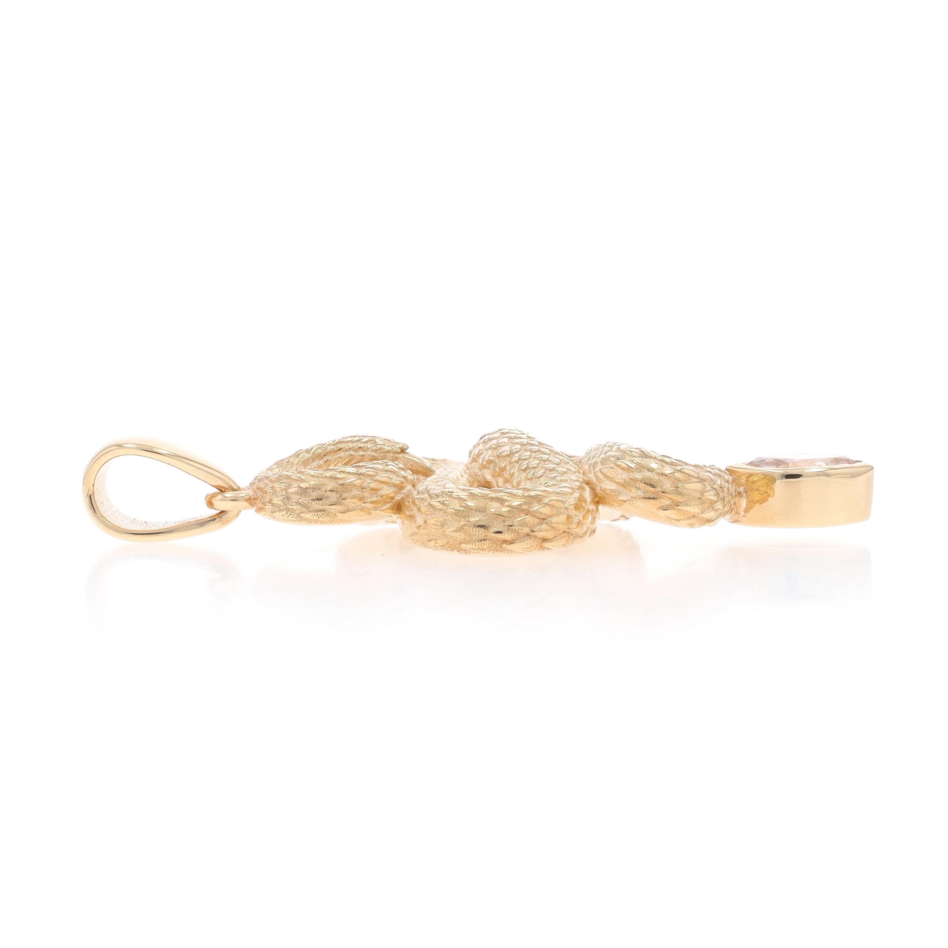 Marquise Cut Yellow Gold Diamond Serpent Solitaire Pendant - 14k Marquise .70ct Snake For Sale