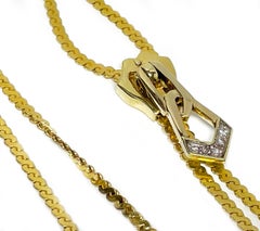 Yellow Gold Diamond Serpentine Zipper Necklace