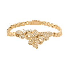 Yellow Gold Diamond Set Bow Bracelet 2.96 Carat