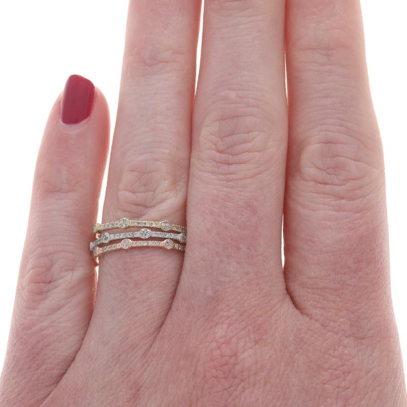Taglio singolo Yellow Gold Diamond Set of 3 Bands - 10k Rd .75ctw Stackable Rings SZ 7 3/4 in vendita