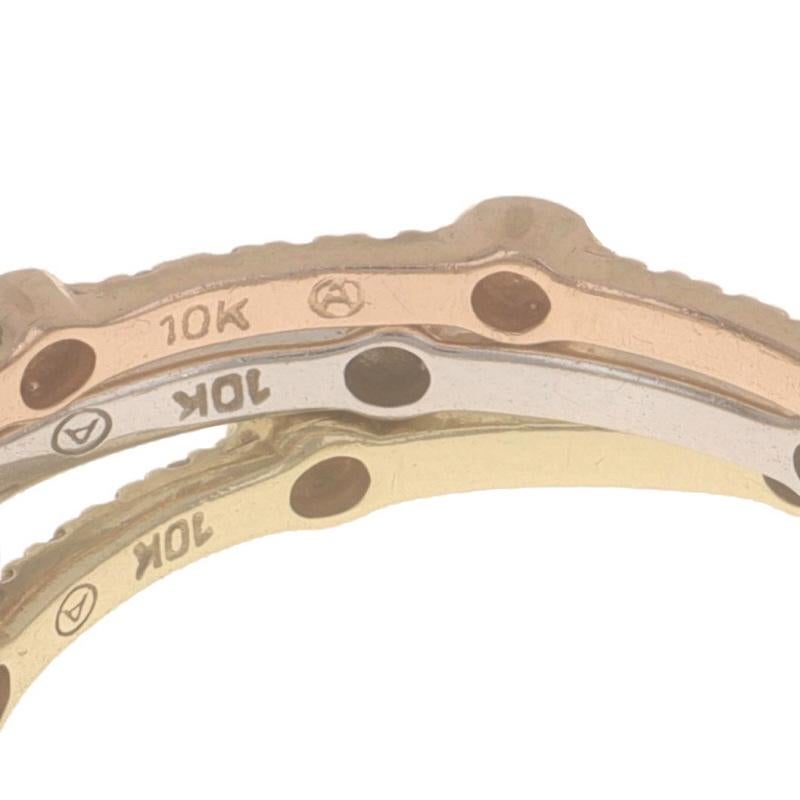 Yellow Gold Diamond Set of 3 Bands - 10k Rd .75ctw Stackable Rings SZ 7 3/4 in vendita 3