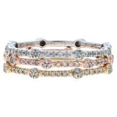 Yellow Gold Diamond Set of 3 Bands - 10k Rd .75ctw Stackable Rings SZ 7 3/4