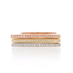 Yellow Gold Diamond Set of 3 Stacking Contour Bands 14k Single Cut .24ctw Rings