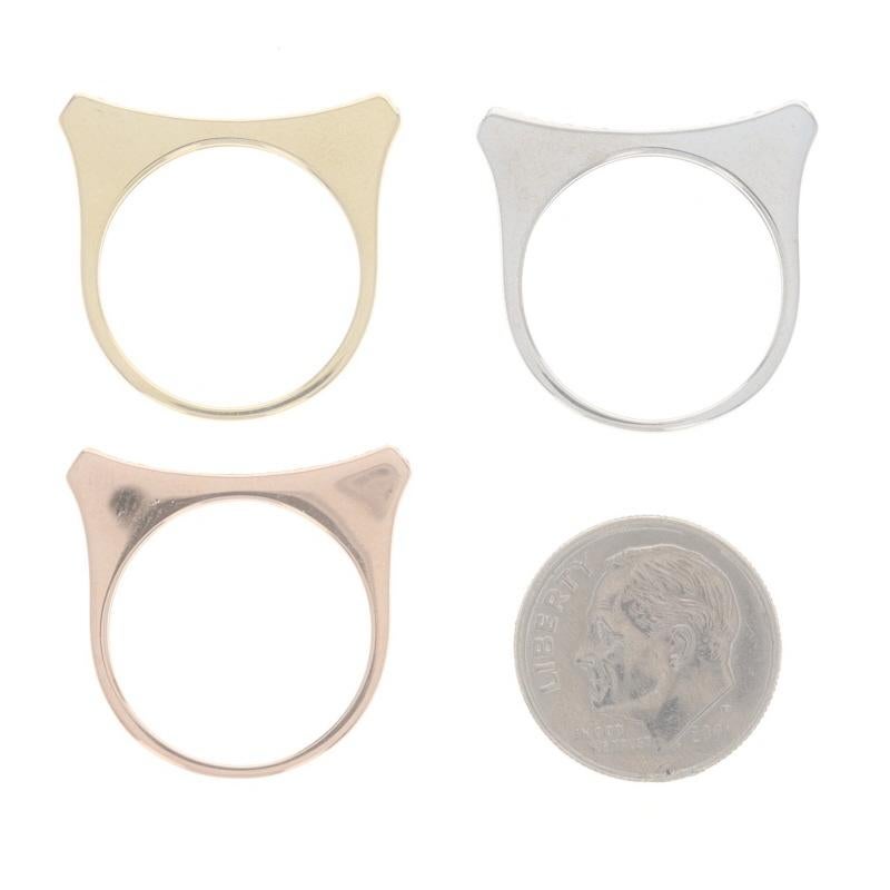 Set di 3 fasce impilabili in oro giallo 14k con diamanti a taglio singolo da 24 ct. in vendita 2