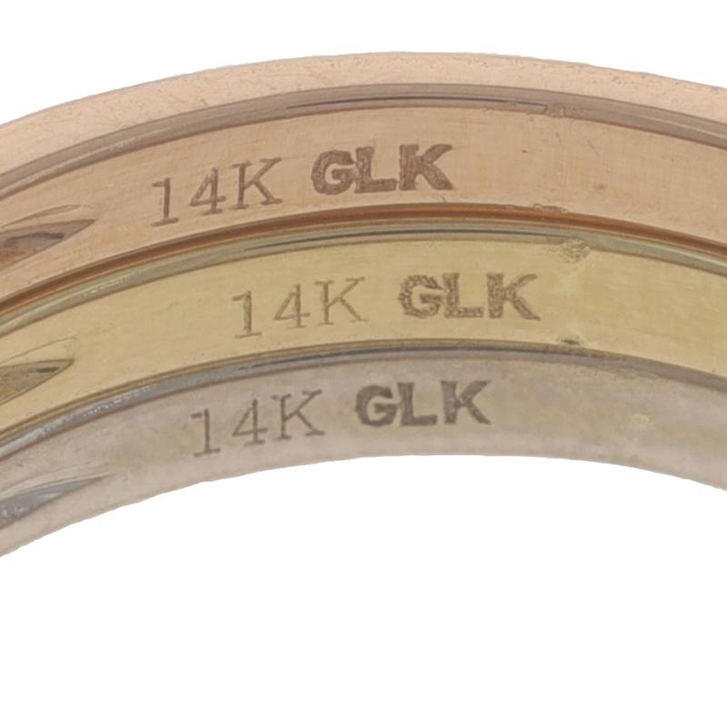 Set di 3 fasce impilabili in oro giallo 14k con diamanti a taglio singolo da 24 ct. in vendita 3