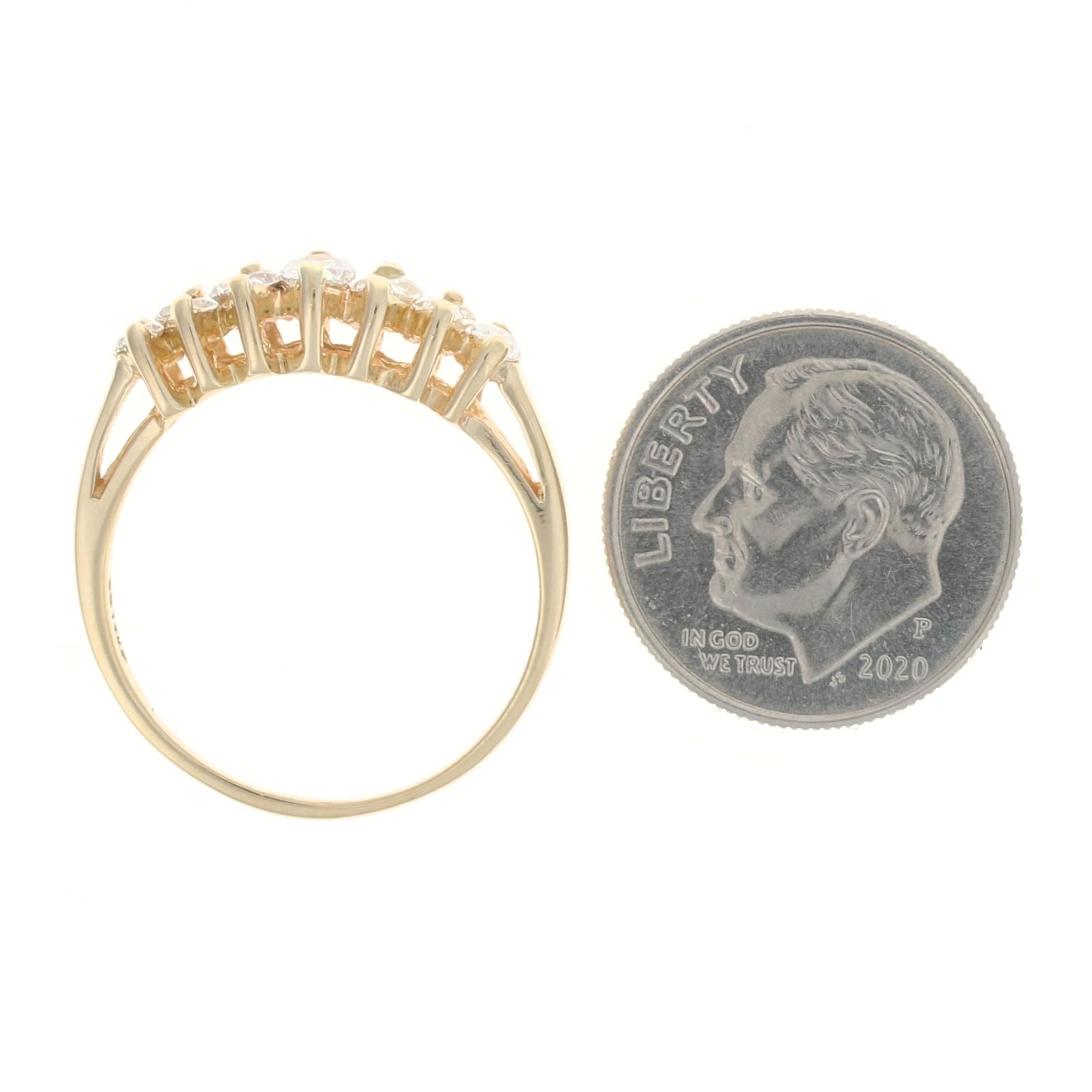 Sieben-Stein-Ring aus Gelbgold, 14k Marquise 1,00ctw Jahrestag-Ring () 5