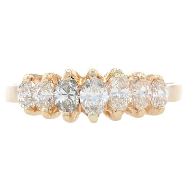 Yellow Gold Diamond Seven-Stone Band, 14k Marquise 1.00ctw Anniversary Ring