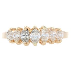 Yellow Gold Diamond Seven-Stone Band, 14k Marquise 1.00ctw Anniversary Ring
